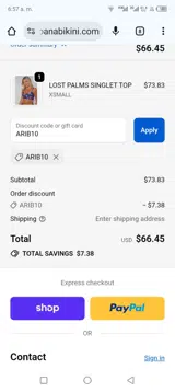 Moana Bikini coupon verification screenshot