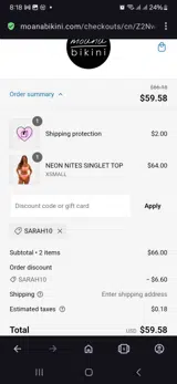 Moana Bikini coupon verification screenshot