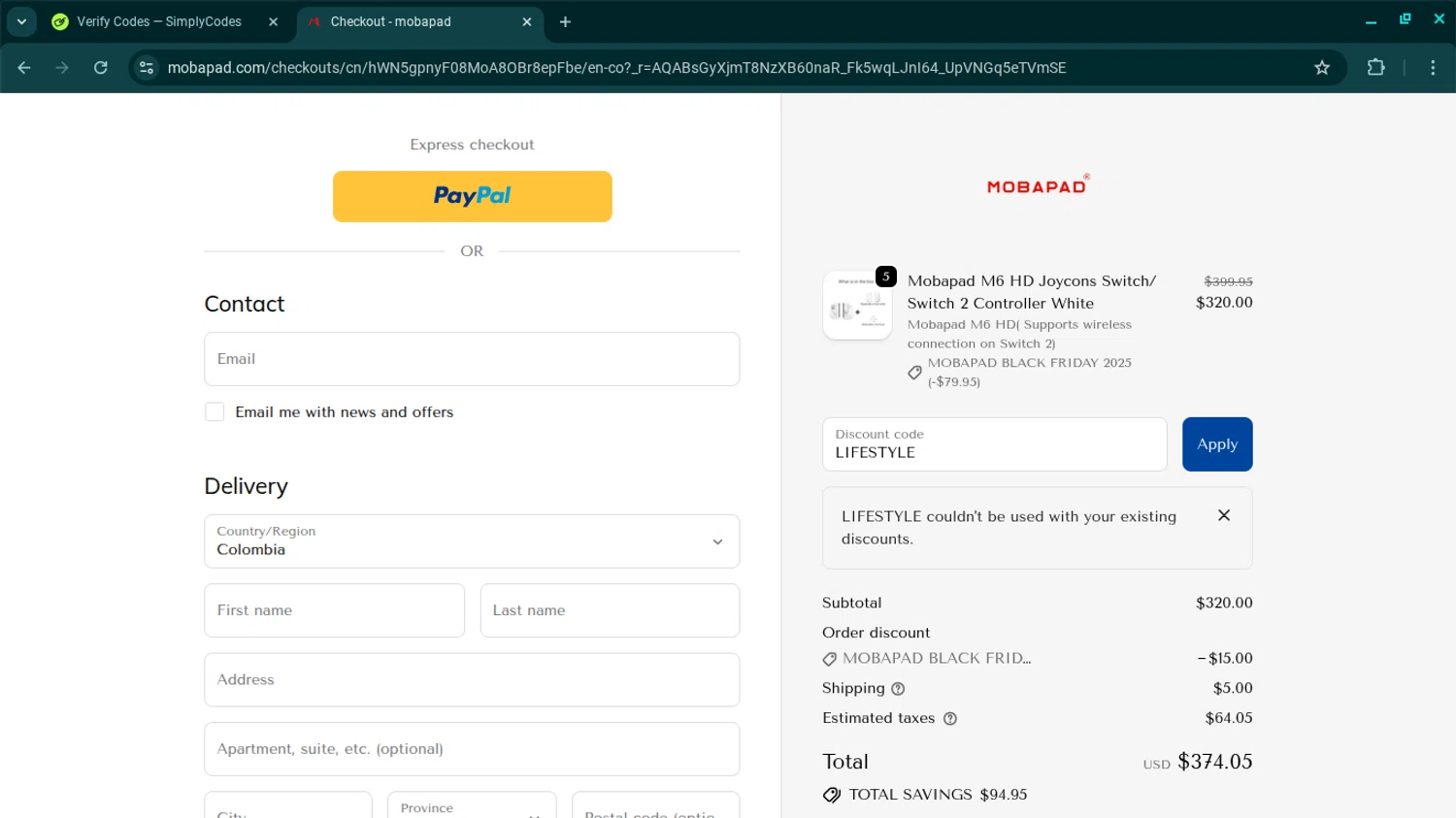 mobapad discount code screenshot showing code LIFESTYLE applied at mobapad checkout page. Uploaded by SimplyCodes community member SwiftSage2309 on Nov 25, 2025