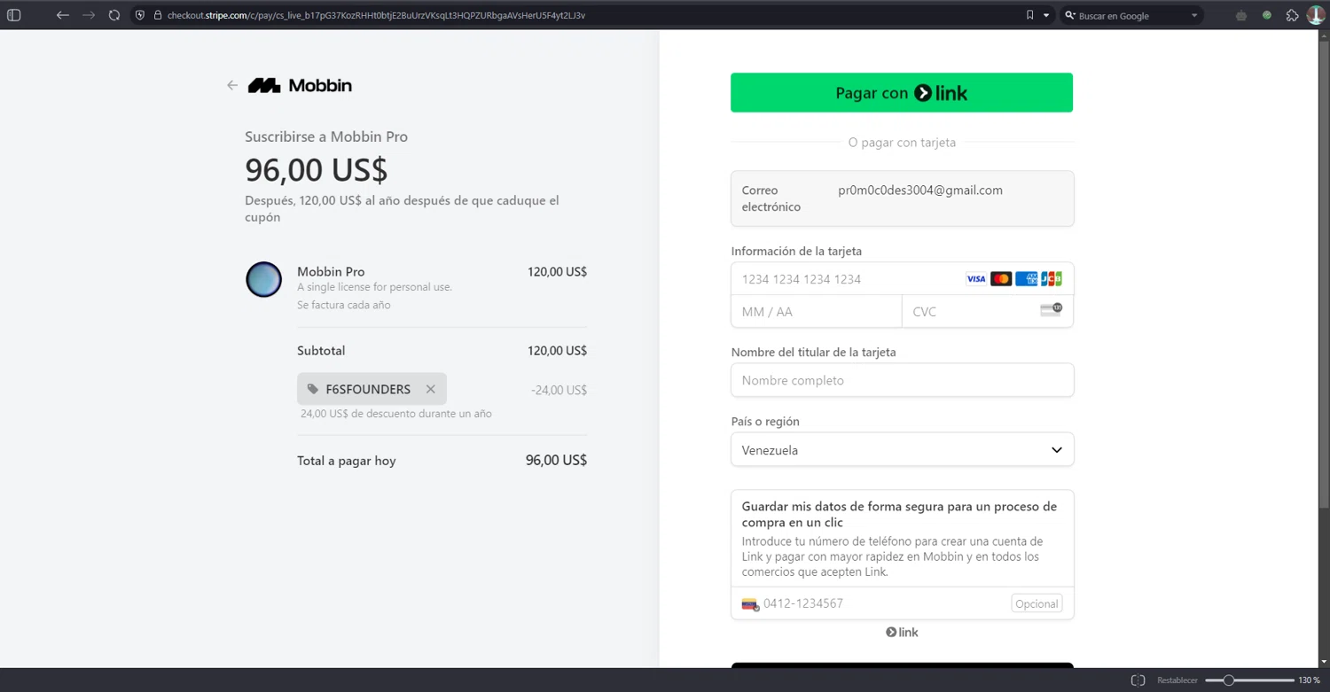 Mobbin checkout page showing Mobbin promo code box | Screenshot taken by SimplyCodes community member on Mar 19, 2025