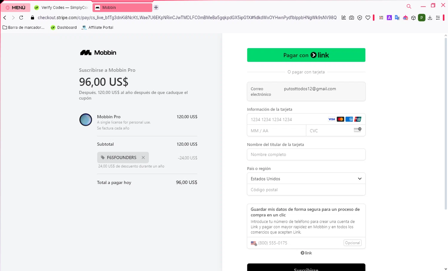 Mobbin checkout page showing Mobbin promo code box | Screenshot taken by SimplyCodes community member on Jan 27, 2025