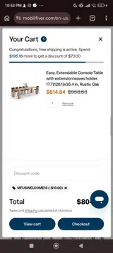 MFUSWELCOME10 coupon verification screenshot