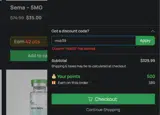 MOB Peptides LLC coupon verification screenshot