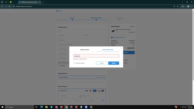 Mobvoi checkout page showing Mobvoi promo code box | Screenshot taken by SimplyCodes community member on Feb 17, 2025