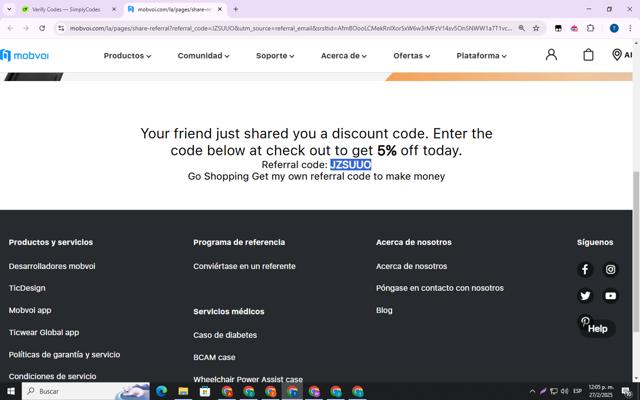 Mobvoi checkout page showing Mobvoi promo code box | Screenshot taken by SimplyCodes community member on Feb 27, 2025