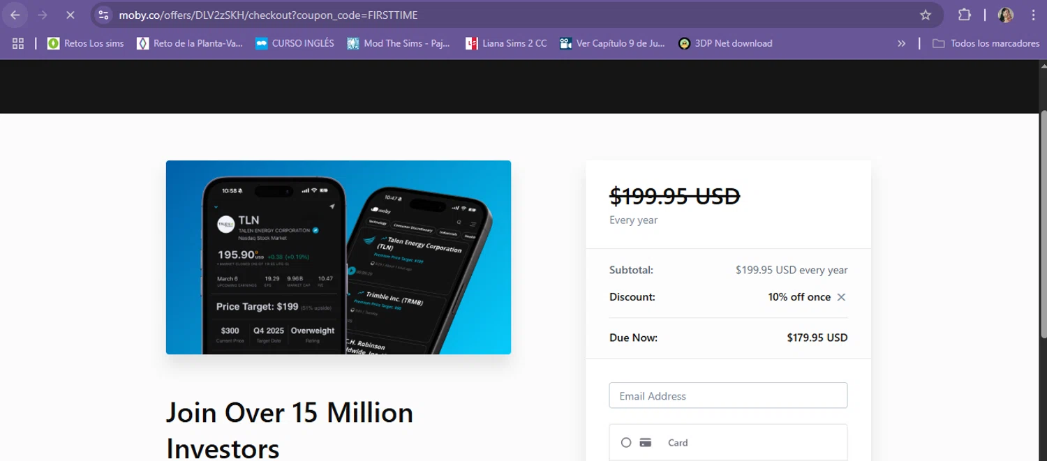 Moby.co promo code screenshot showing code FIRSTTIME applied at Moby.co checkout page. Uploaded by SimplyCodes community member Milk_Tea on May 27, 2025
