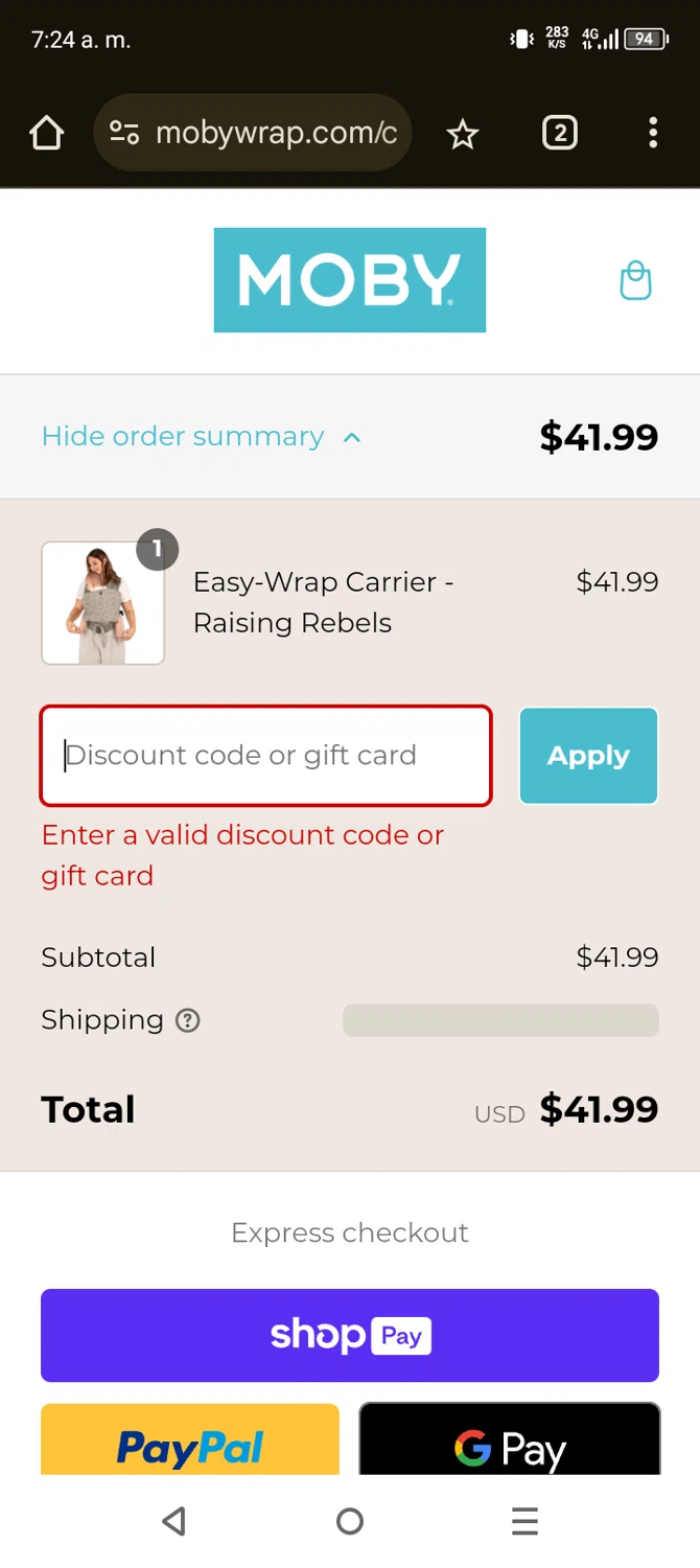 Moby wrap coupon online