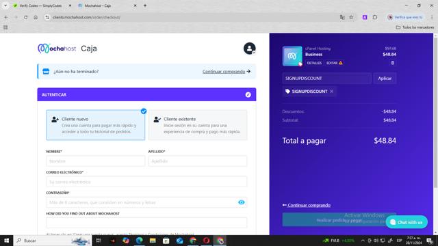 MochaHost checkout page showing MochaHost promo code box | Screenshot taken by SimplyCodes community member on Nov 28, 2024