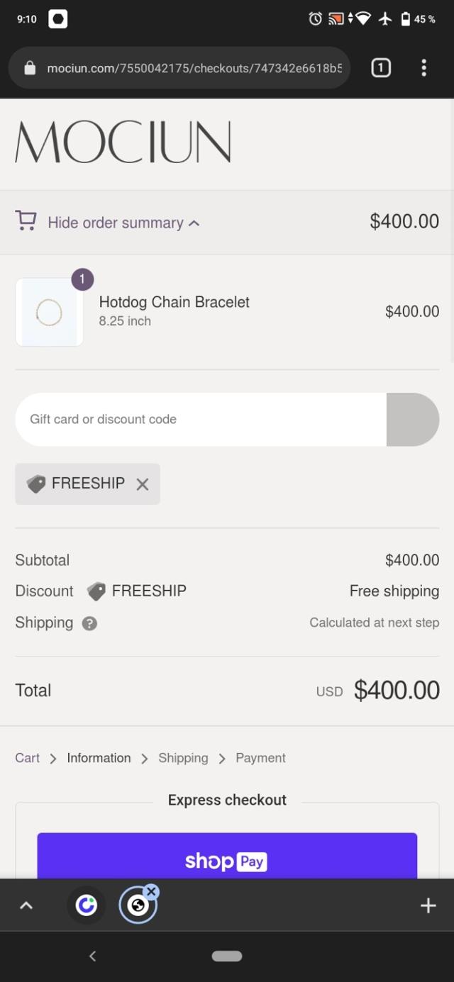 Mociun checkout page showing Mociun promo code box | Screenshot taken by SimplyCodes community member on May 11, 2022