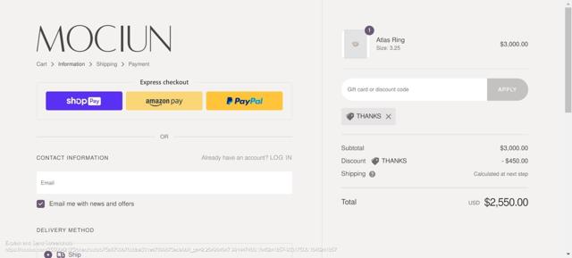 Mociun checkout page showing Mociun promo code box | Screenshot taken by SimplyCodes community member on Mar 2, 2022