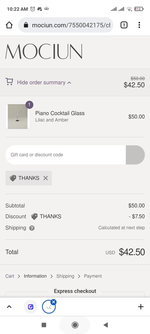 Mociun checkout page showing Mociun promo code box | Screenshot taken by SimplyCodes community member on Apr 6, 2022