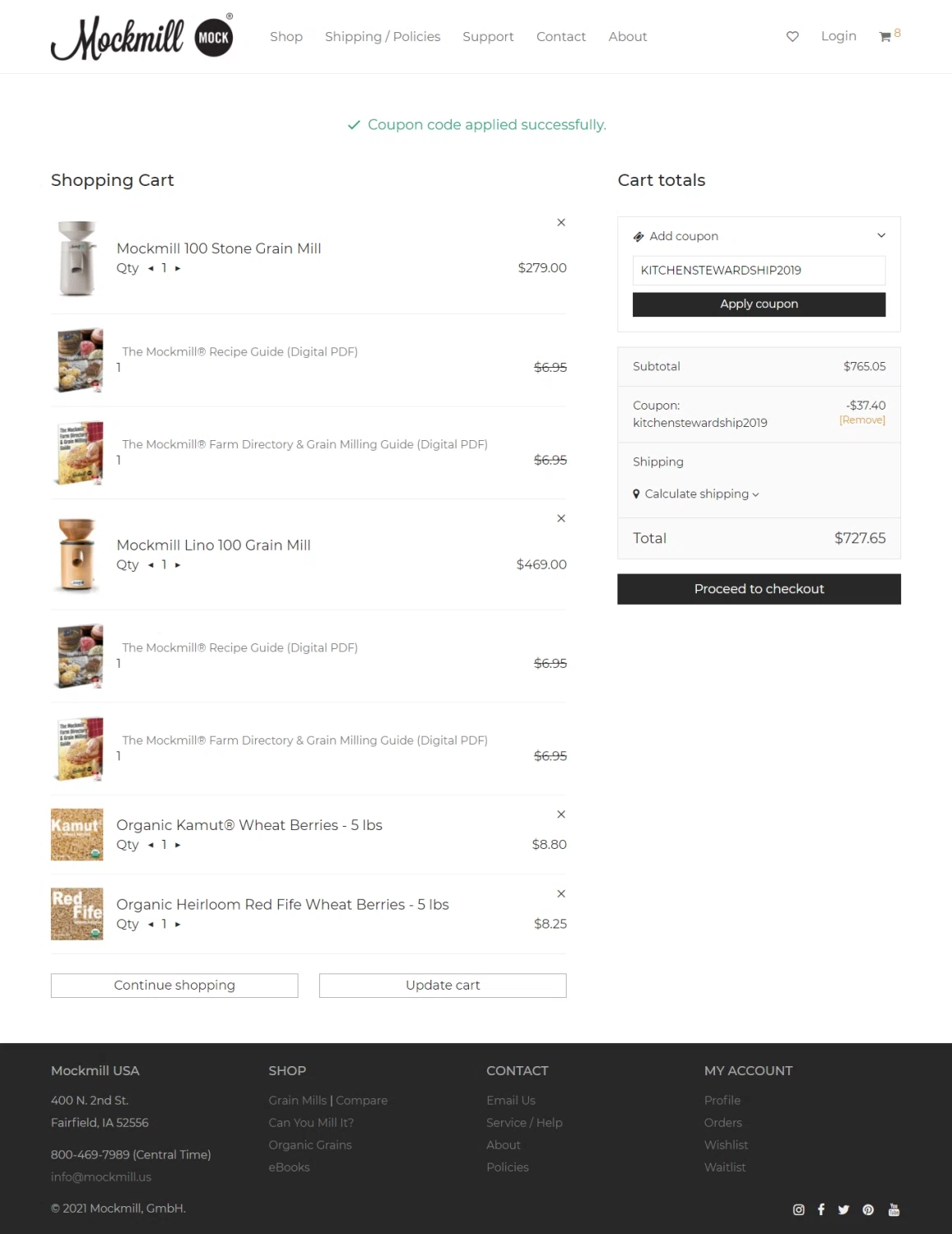 Mockmill checkout page showing Mockmill coupon code box | Screenshot taken by SimplyCodes community member on Aug 31, 2021