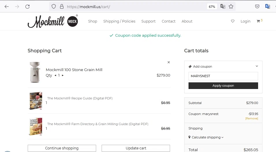 Mockmill checkout page showing Mockmill coupon code box | Screenshot taken by SimplyCodes community member on Aug 31, 2021
