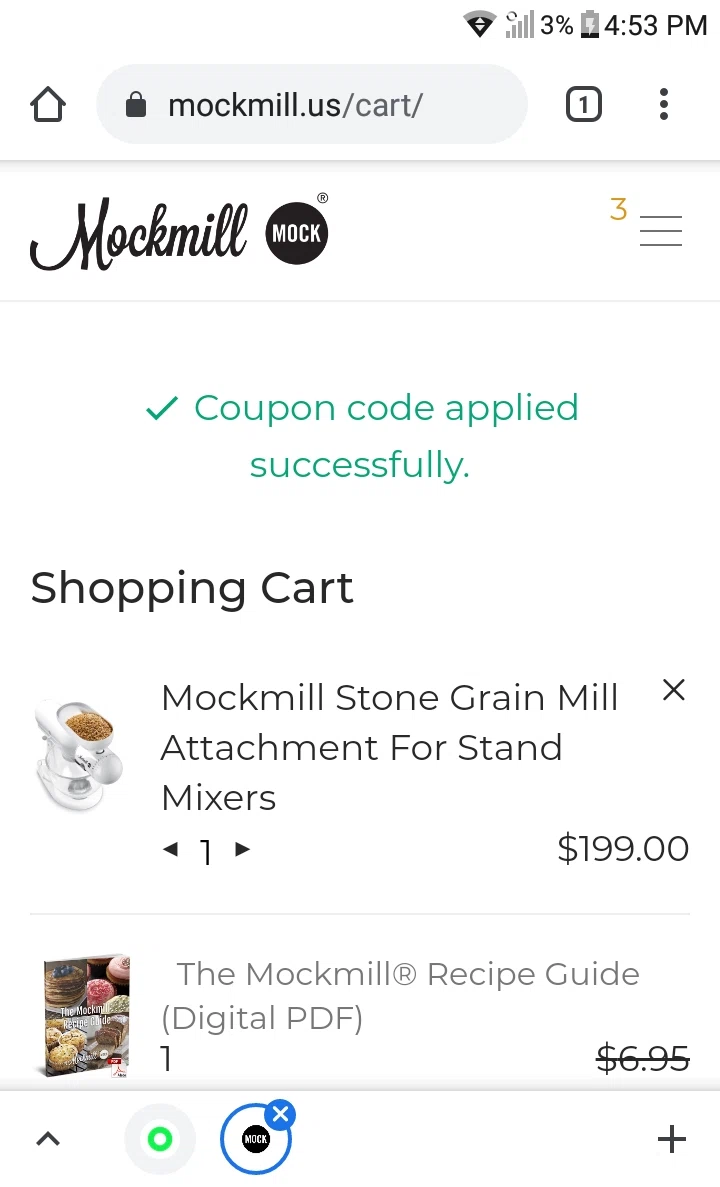 Mockmill checkout page showing Mockmill coupon code box | Screenshot taken by SimplyCodes community member on Apr 24, 2021