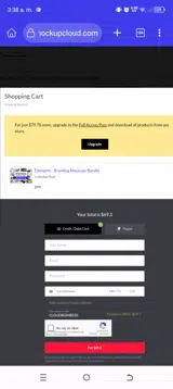 Mockup Cloud coupon verification screenshot