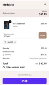 15%OFF coupon verification screenshot