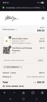 Welcomeback coupon verification screenshot