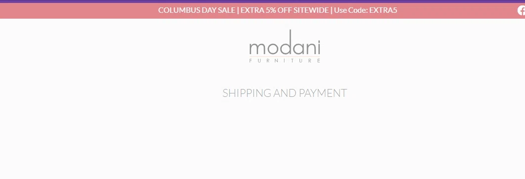 Modani Furniture checkout page showing Modani Furniture discount code box | Screenshot taken by SimplyCodes community member on Oct 5, 2022