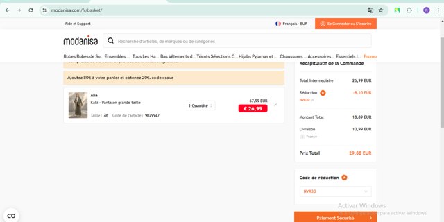 Modanisa checkout page showing Modanisa coupon code box | Screenshot taken by SimplyCodes community member on Feb 20, 2025