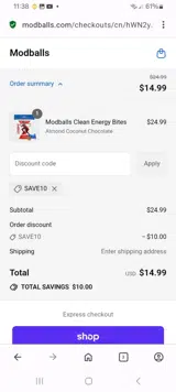 SAVE10 coupon verification screenshot