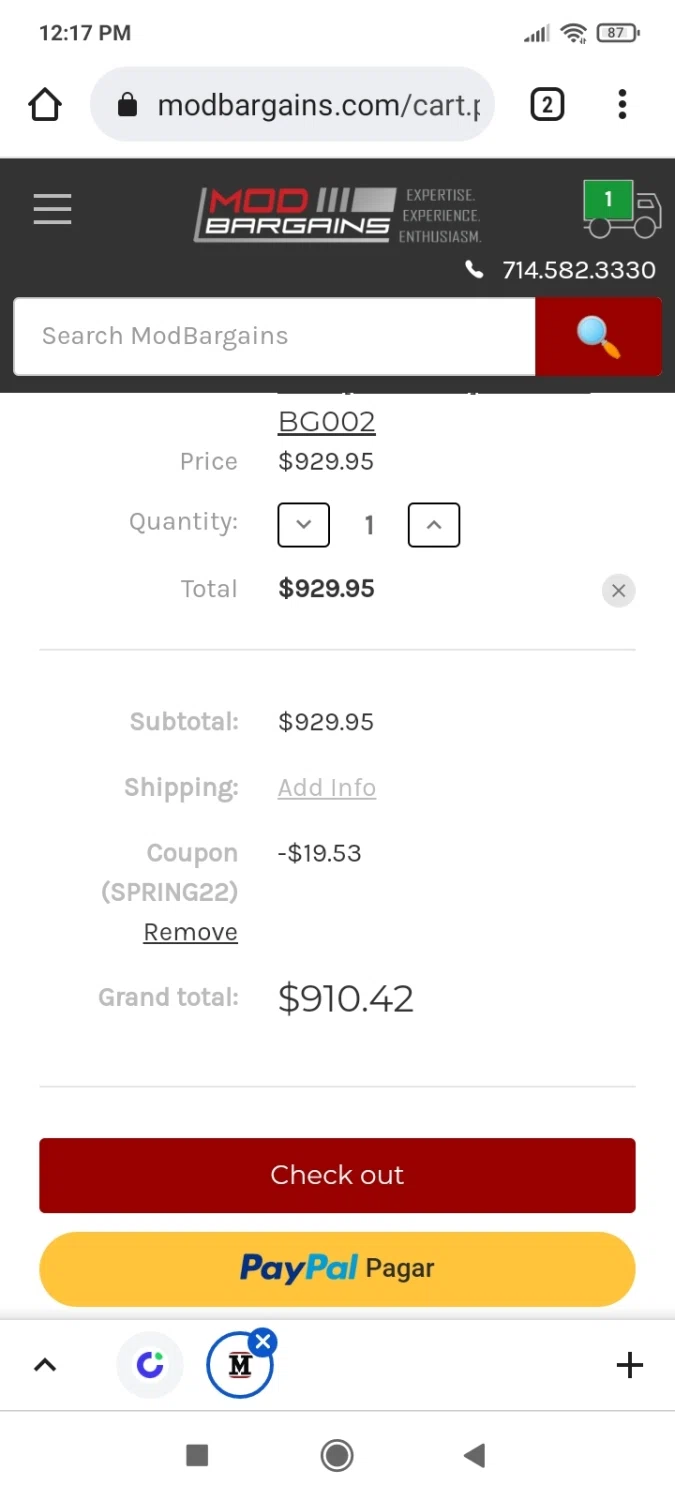 where to use ModBargains promo code box