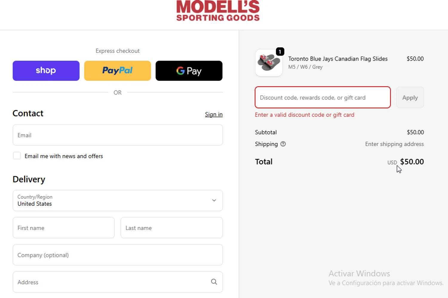 Modell's Sporting Goods promo code screenshot showing code SLIDE25 applied at Modell's Sporting Goods checkout page. Uploaded by SimplyCodes community member WonderW on Oct 24, 2025