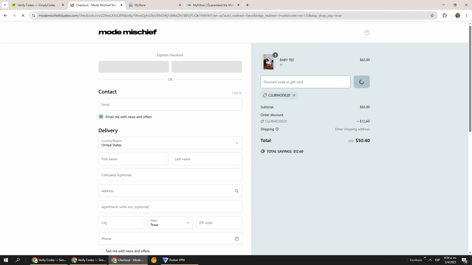 Mode Mischief Studios checkout page showing Mode Mischief Studios promo code box | Screenshot taken by SimplyCodes community member on Apr 5, 2025
