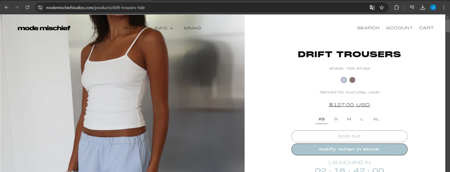 Mode Mischief Studios promo code screenshot showing code BIRTHDAYMODE applied at Mode Mischief Studios checkout page. Uploaded by SimplyCodes community member Jeanjc on Feb 22, 2025