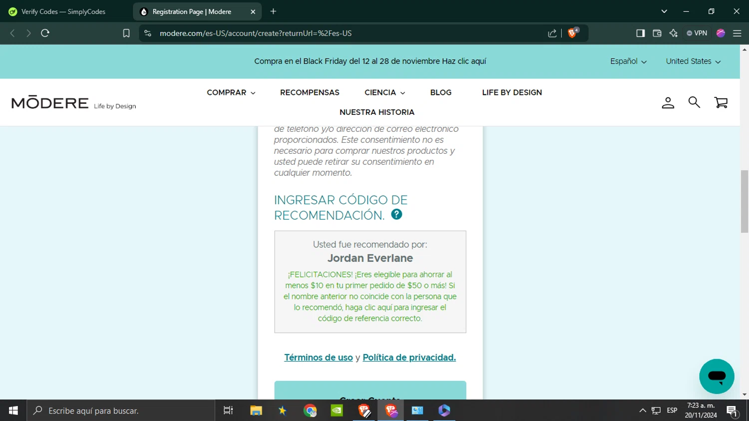 where to use Modere promo code box