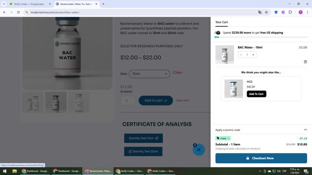 Modern Aminos checkout page showing Modern Aminos discount code box | Screenshot taken by SimplyCodes community member on Sep 1, 2025