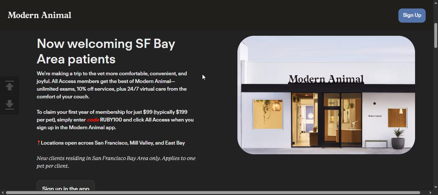 Modern Animal promo code screenshot showing code RUBY100 applied at Modern Animal checkout page. Uploaded by SimplyCodes community member 111111 on Jul 10, 2025