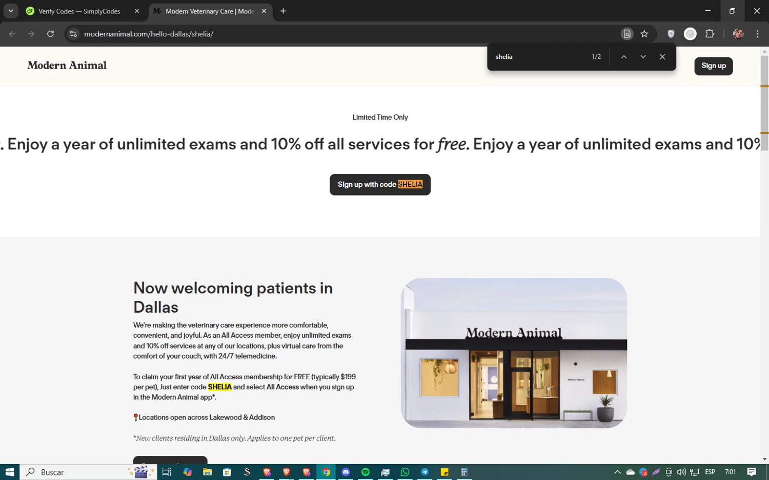 Modern Animal checkout page showing Modern Animal promo code box | Screenshot taken by SimplyCodes community member on Mar 2, 2025