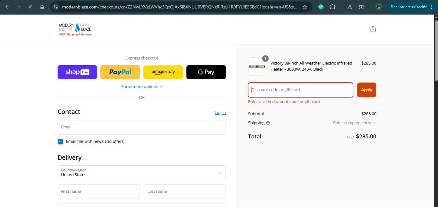 Modern Blaze discount code screenshot showing code STEAM applied at Modern Blaze checkout page. Uploaded by SimplyCodes community member MariaCorinaMachado on Mar 21, 2025