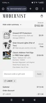 Labor coupon verification screenshot