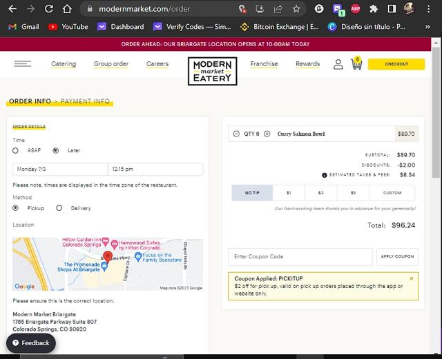 Modern Market checkout page showing Modern Market coupon code box | Screenshot taken by SimplyCodes community member on Jul 1, 2023