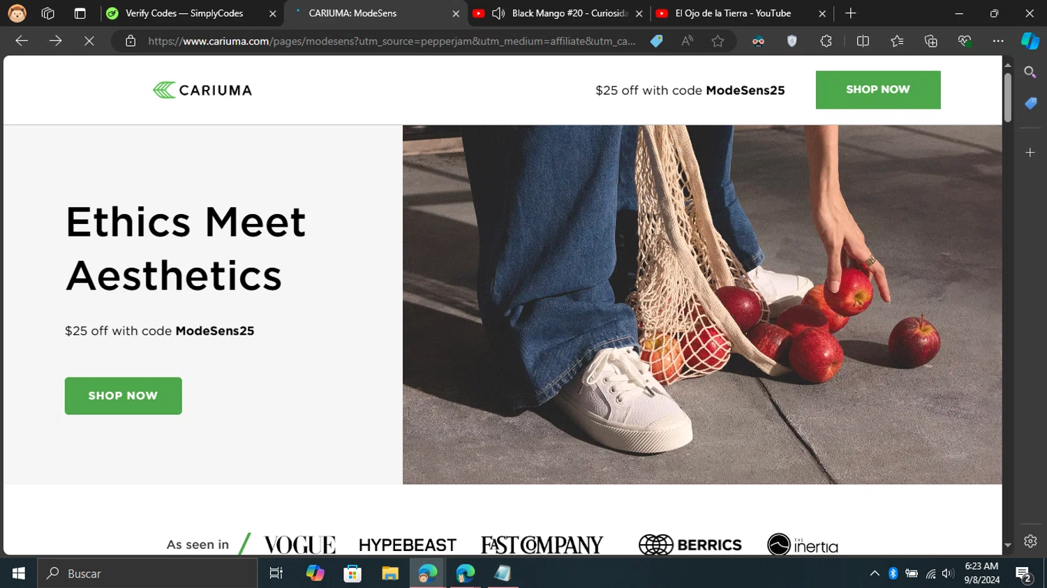 ModeSens checkout page showing ModeSens promo code box | Screenshot taken by SimplyCodes community member on Sep 8, 2024