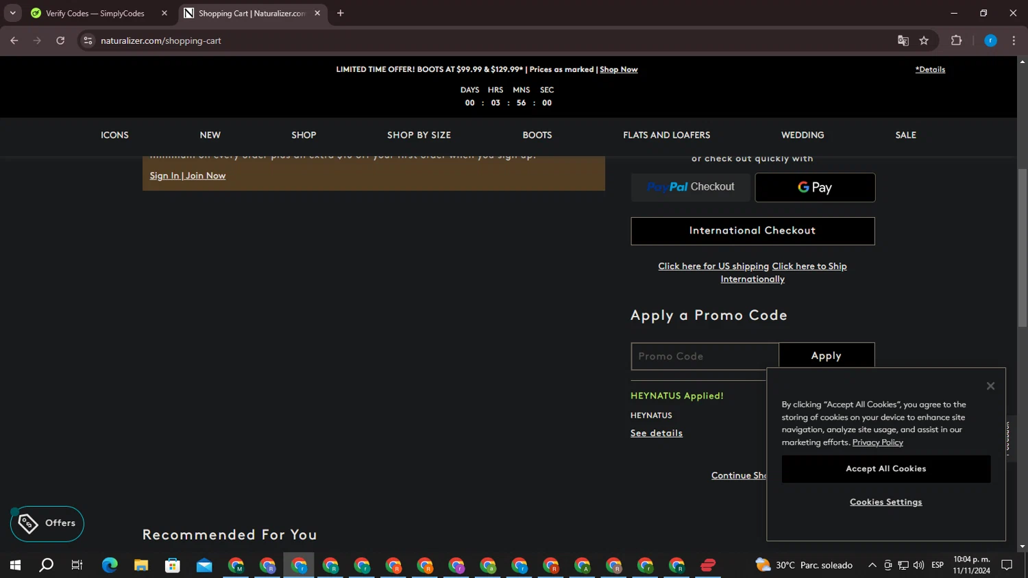 ModeSens checkout page showing ModeSens promo code box | Screenshot taken by SimplyCodes community member on Nov 12, 2024