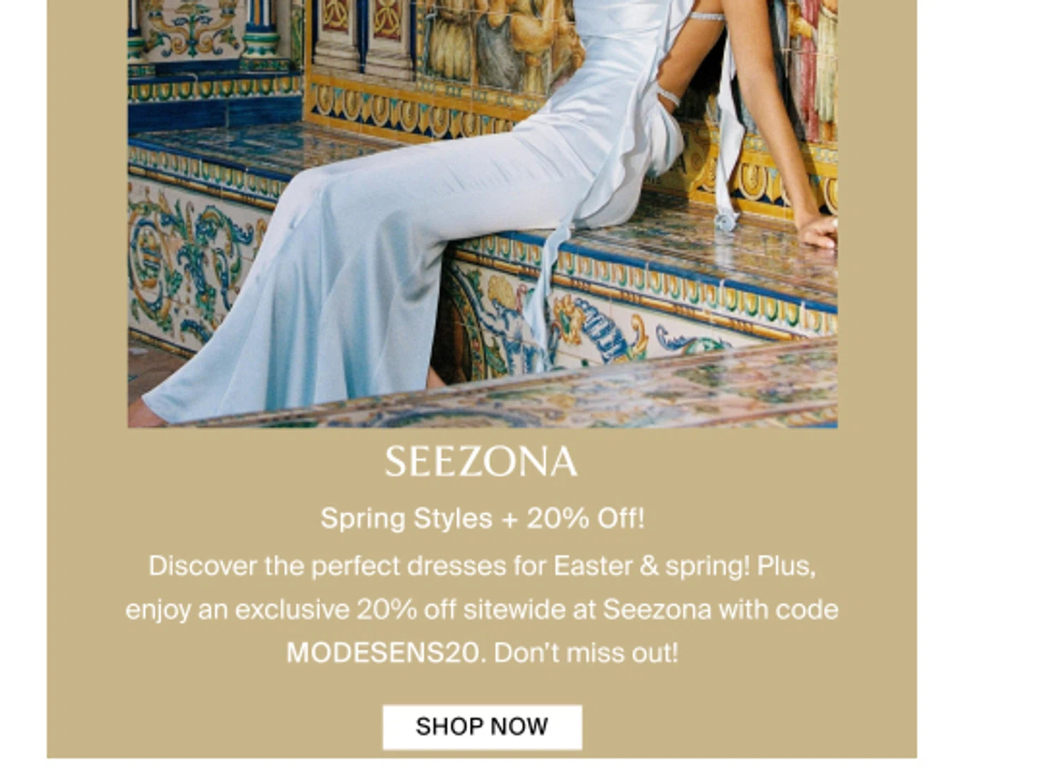 ModeSens promo code screenshot showing code modesens20 applied at ModeSens checkout page. Uploaded by SimplyCodes community member NPGF10 on Apr 7, 2025