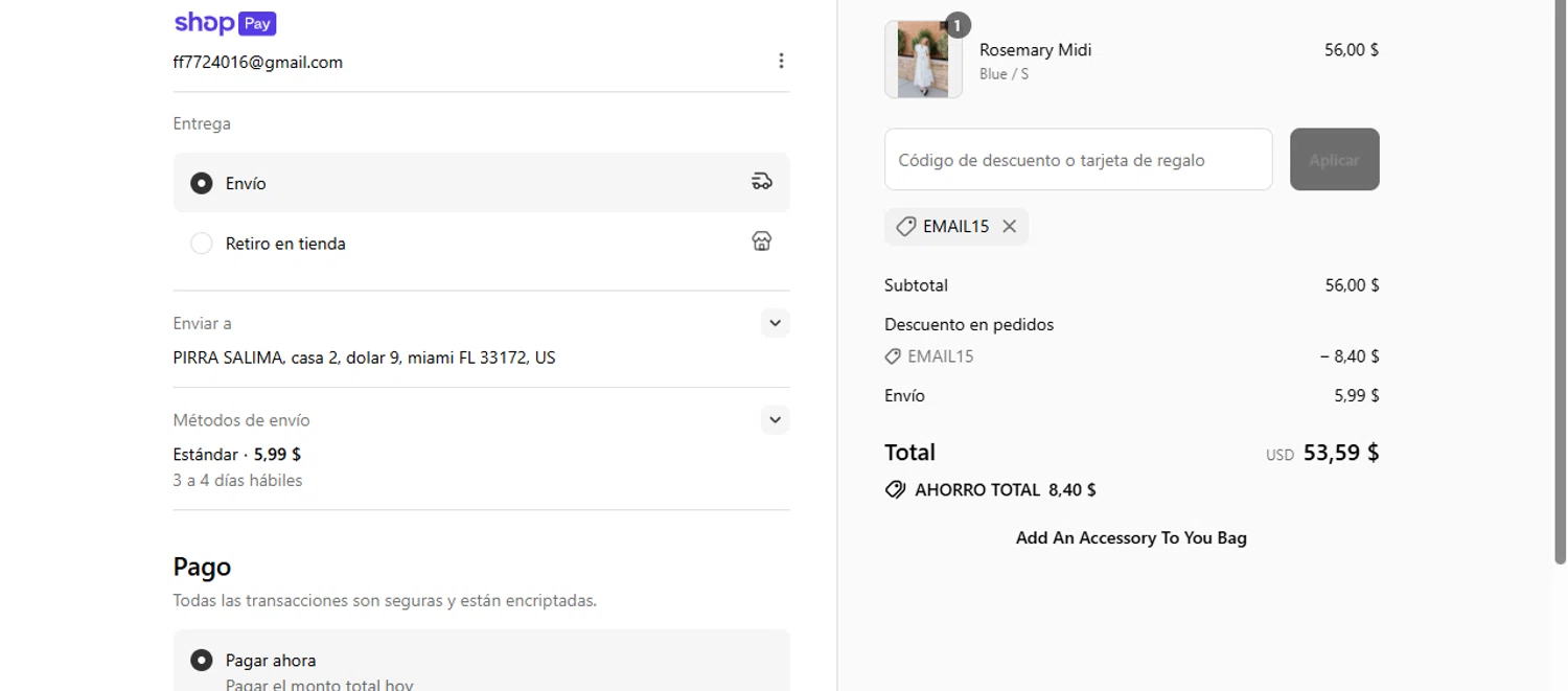 Modest Molly discount code screenshot showing code EMAIL15 applied at Modest Molly checkout page. Uploaded by SimplyCodes community member BonusDefender8823 on Jul 9, 2025