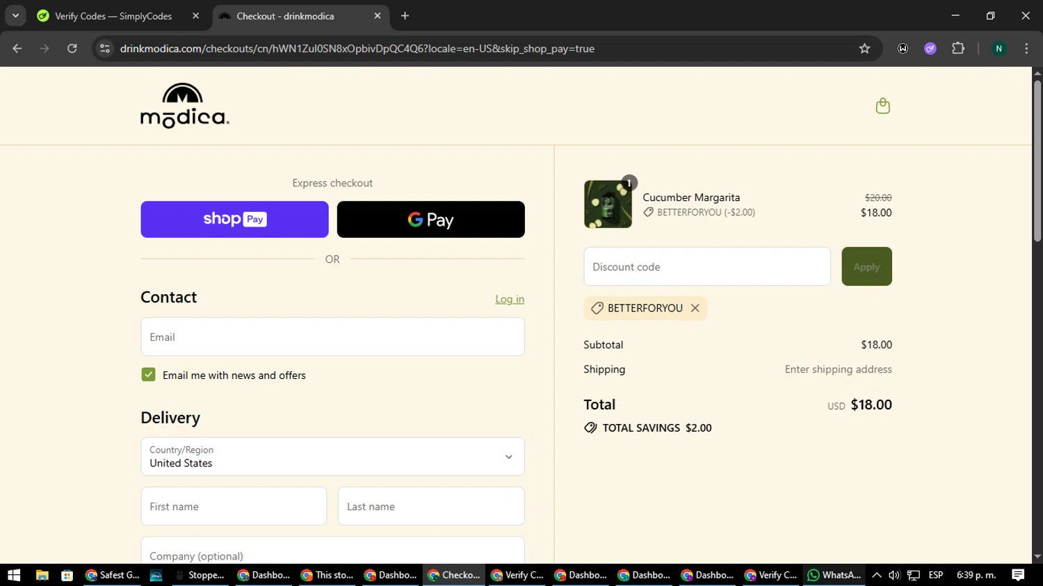 Modica promo code screenshot showing code BETTERFORYOU applied at Modica checkout page. Uploaded by SimplyCodes community member nataaokiiii on Aug 8, 2025