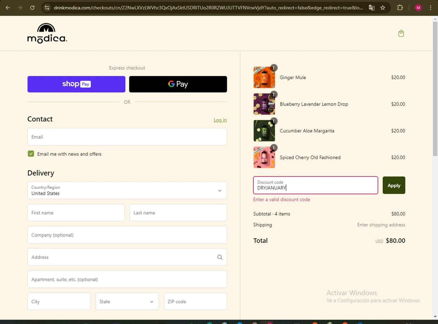 Modica promo code screenshot showing code DRYJANUARY applied at Modica checkout page. Uploaded by SimplyCodes community member BrilliantVirtuoso4783 on Feb 11, 2025