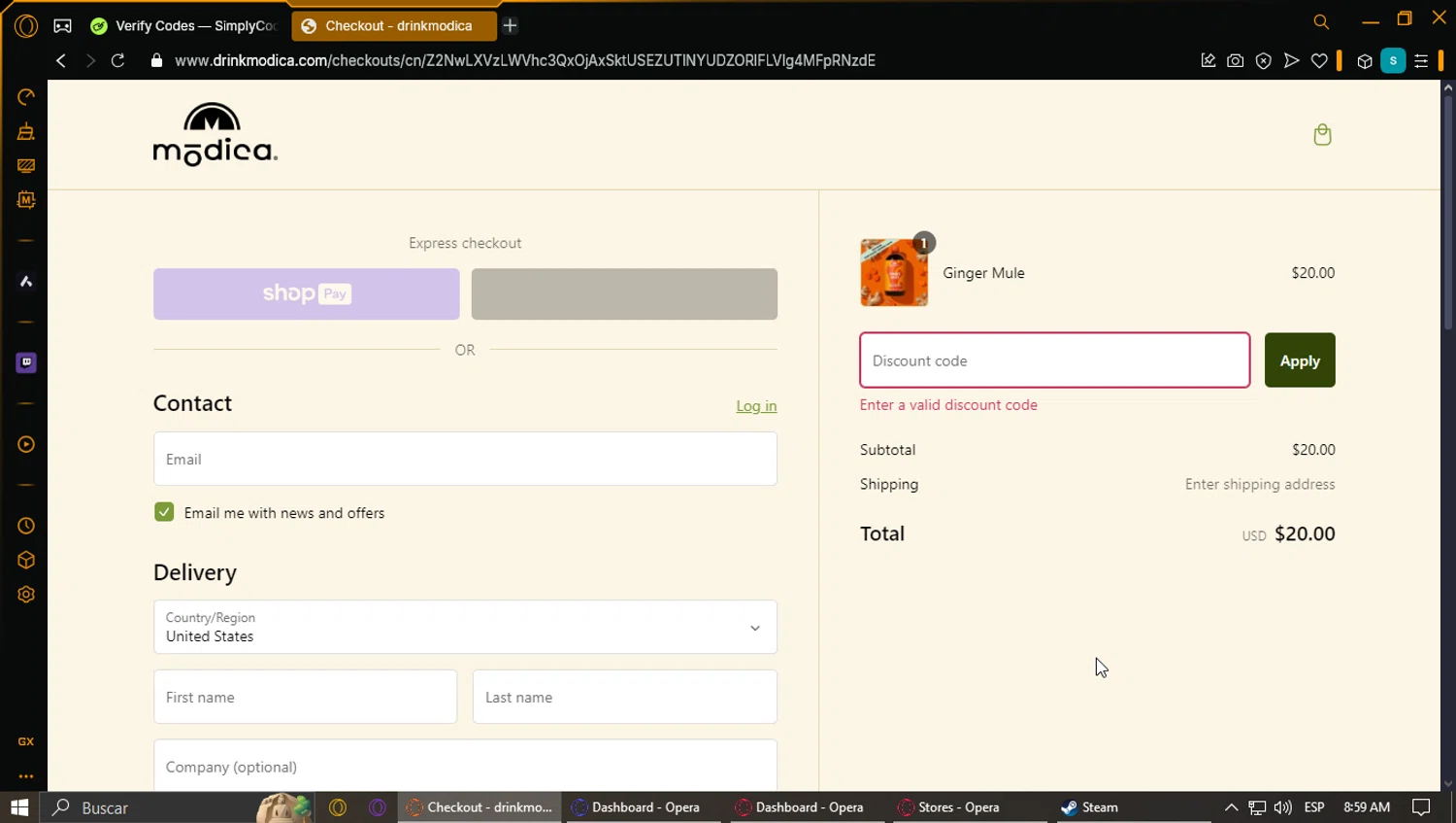 Modica promo code screenshot showing code DRYJANUARY applied at Modica checkout page. Uploaded by SimplyCodes community member ExtraordinaryPhoenix3689 on Feb 11, 2025