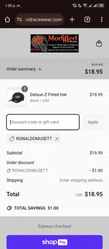 RONALDOMUSETT coupon verification screenshot