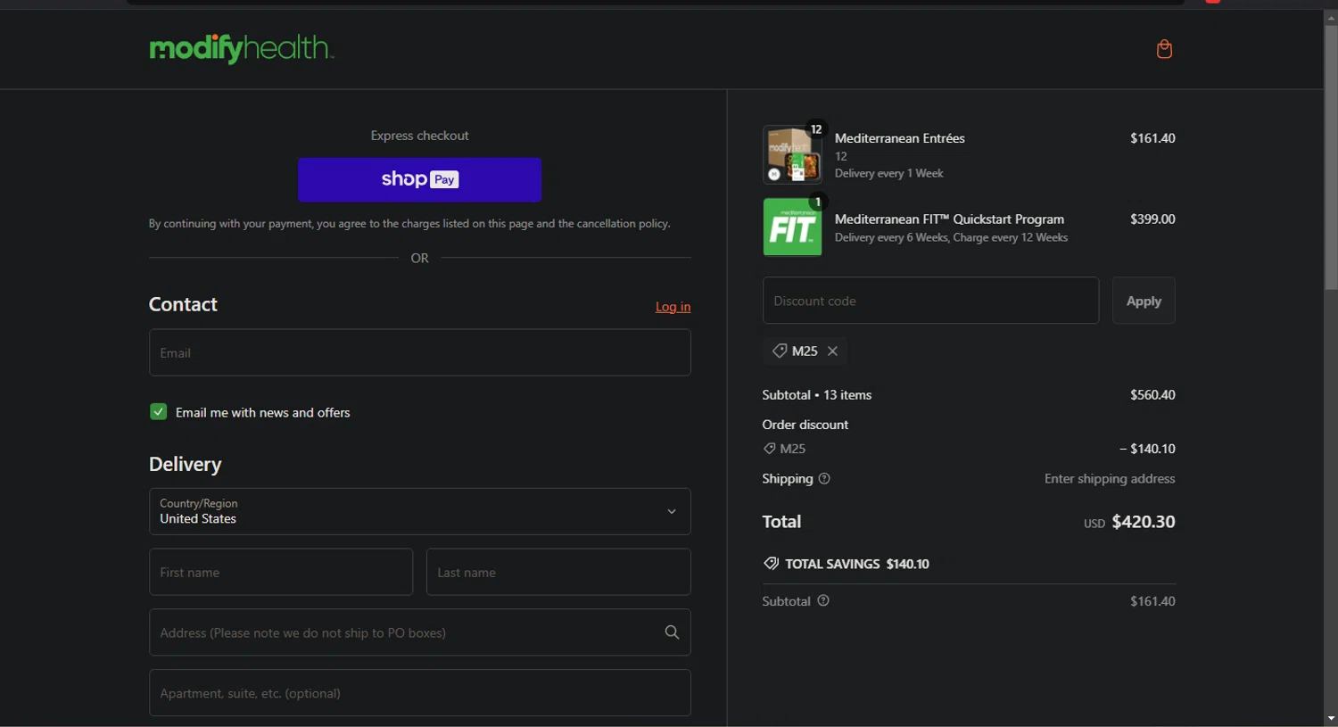 how to use ModifyHealth coupons