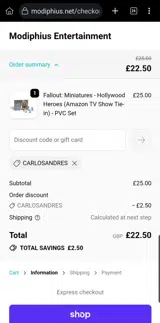 CarlosAndres coupon verification screenshot