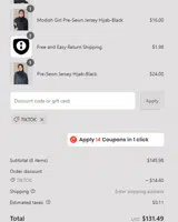 TIKTOK coupon verification screenshot