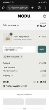 PINTEREST15 coupon verification screenshot