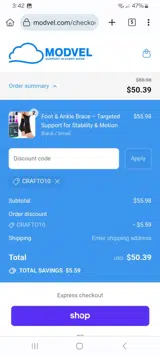 CRAFTO10 coupon verification screenshot