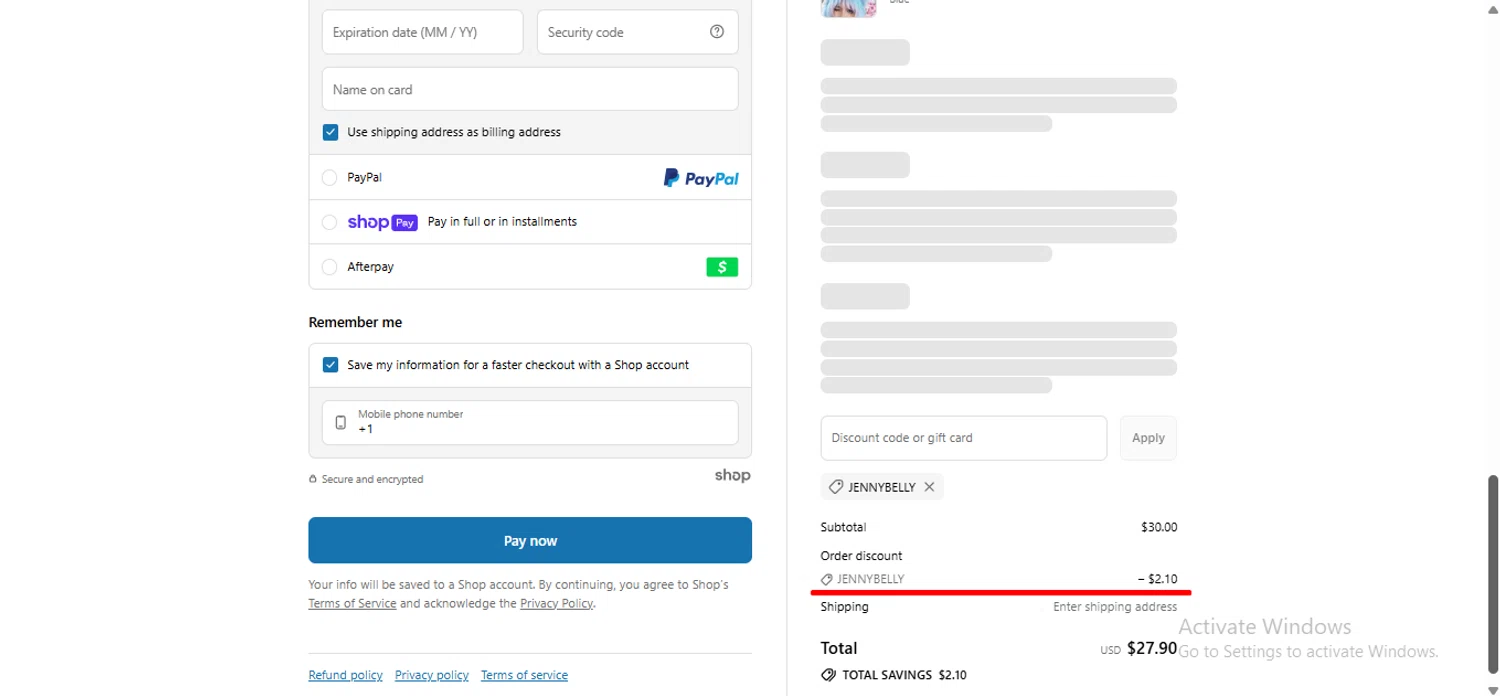 MOEFLAVOR discount code screenshot showing code jennybelly applied at MOEFLAVOR checkout page. Uploaded by SimplyCodes community member anosesmith on Jul 31, 2025