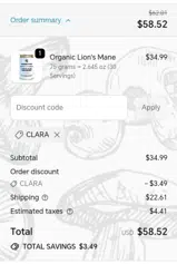 Mogu Mushrooms coupon verification screenshot